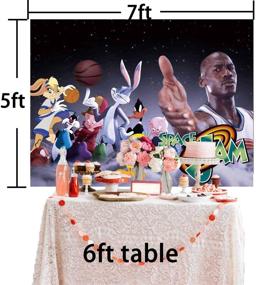 img 1 attached to Space Jam Basketball Court Backdrop - Children Boys Themed Birthday 🏀 Party Photography Background, Kids Sport Stadium Decoration Banner for Photo Booths Supplies