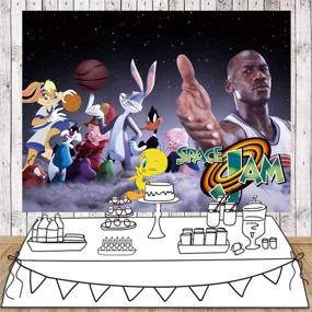 img 3 attached to Space Jam Basketball Court Backdrop - Children Boys Themed Birthday 🏀 Party Photography Background, Kids Sport Stadium Decoration Banner for Photo Booths Supplies