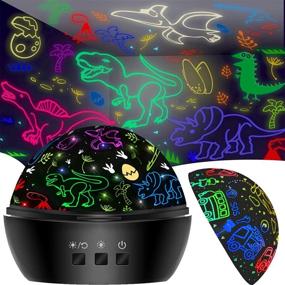 img 4 attached to 🦖 Dinosaur Night Light for Boys and Girls, Kids Room Decor Night Lights, Rotating Projector Toys for Ages 3-6, 8 Color Changing Dino and Cars Projection Lights, Perfect Gifts for Kids