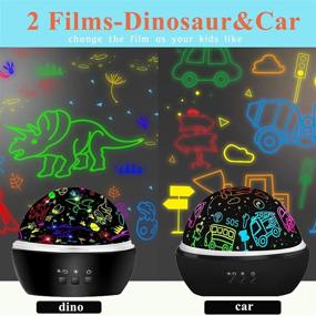 img 3 attached to 🦖 Dinosaur Night Light for Boys and Girls, Kids Room Decor Night Lights, Rotating Projector Toys for Ages 3-6, 8 Color Changing Dino and Cars Projection Lights, Perfect Gifts for Kids