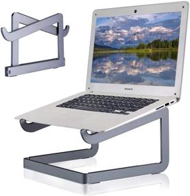 img 4 attached to Gray Aluminum Foldable Laptop Stand - Portable Ergonomic Riser Holder for MacBook Pro/Air, HP, Lenovo, Sony, Dell & More 10-15.6” Laptops