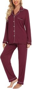 img 2 attached to Samring Women's Button Down Pajama Set - V-Neck, Long Sleeve Sleepwear - Soft Pj Sets in Sizes S-XXL