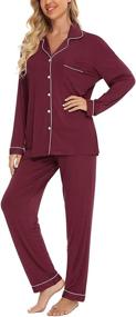 img 1 attached to Samring Women's Button Down Pajama Set - V-Neck, Long Sleeve Sleepwear - Soft Pj Sets in Sizes S-XXL