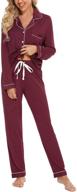 samring women's button down pajama set - v-neck, long sleeve sleepwear - soft pj sets in sizes s-xxl logo