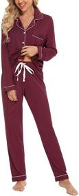 img 4 attached to Samring Women's Button Down Pajama Set - V-Neck, Long Sleeve Sleepwear - Soft Pj Sets in Sizes S-XXL