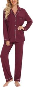 img 3 attached to Samring Women's Button Down Pajama Set - V-Neck, Long Sleeve Sleepwear - Soft Pj Sets in Sizes S-XXL