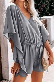 img 3 attached to Akery Women's Romper Playsuit with Sleeves - Stylish Clothing in Jumpsuits, Rompers & Overalls for Women