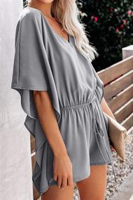 img 2 attached to Akery Women's Romper Playsuit with Sleeves - Stylish Clothing in Jumpsuits, Rompers & Overalls for Women