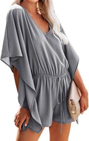 img 4 attached to Akery Women's Romper Playsuit with Sleeves - Stylish Clothing in Jumpsuits, Rompers & Overalls for Women