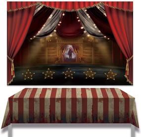 img 4 attached to WILDPARTY 6x5FT Horror Circus Photography Backdrop: Halloween Theme Clown Hallowmas Party Background, Scary Grove Room Decor Banner for Photo Booth Studio, Including Table Cover