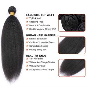 img 1 attached to 🏾 9A Brazilian Kinky Straight Human Hair Weave Extensions - 10" Natural Black Bundle for Black Women by Msgem Yaki Straight