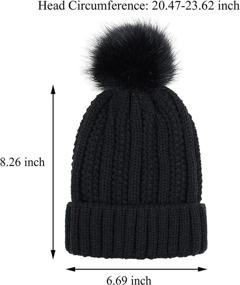 img 2 attached to 🧢 Muryobao Women's Satin-Lined Winter Beanie Hat with Faux Fur Pom - Cuffed Warm Knit Skull Cap | SEO-Optimized