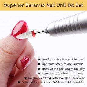 img 2 attached to 💅 Professional 7PCS 3/32" Ceramic Nail Drill Bit Set by Makartt - Remove Gel Polish, Dip Powder Safely - Nail File Drill Bits for Manicure