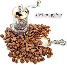 img 2 attached to 🌶️ Turkish Coffee Mill + Pepper & Salt Grinder Set - Antique Spoon + Salt Shaker - Zinc Alloy Casting - Adjustable Coarseness - Silver Color Design