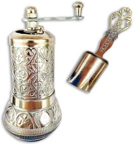 img 4 attached to 🌶️ Turkish Coffee Mill + Pepper & Salt Grinder Set - Antique Spoon + Salt Shaker - Zinc Alloy Casting - Adjustable Coarseness - Silver Color Design