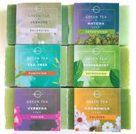 🌿 o naturals 6-piece green tea herbal essential oils natural bar soap collection - moisturizing face & body cleanser, anti acne gift set - vegan organic ingredients, enriched with shea butter - for men & women (4oz) logo