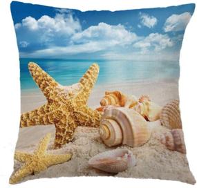 img 2 attached to 🌊 7COLORROOM Nautical Coastal Decor Pillow Covers: 4 Pack of Starfish/Seashell/Sand/Conch Designs - Perfect 18 x 18 Inch Sea Theme Home Decorative Pillowcases