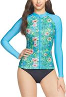 🏊 high-performance tsla women's zipper rash guard: upf 50+ sun protection swimsuit for water sports logo