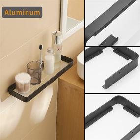 img 1 attached to Stylish Wall Mounted Tempered Glass Bathroom Shelf - 16 inch, Matte Black – Organize Your Shower Space!