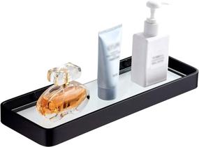 img 4 attached to Stylish Wall Mounted Tempered Glass Bathroom Shelf - 16 inch, Matte Black – Organize Your Shower Space!