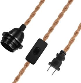 img 2 attached to 🔌 DORESshop Vintage Plug-in Hanging Light Kit with On/Off Switch – 15FT Twisted Hemp Rope Pendant Cord for Industrial Pendant Lighting, E26 Socket, DIY Farmhouse Lamp Cable