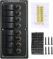 ⚓️ amarine made am62-pn-lb8z: waterproof 8 gang aluminium led rocker & circuit breaker marine boat rv switch panel логотип