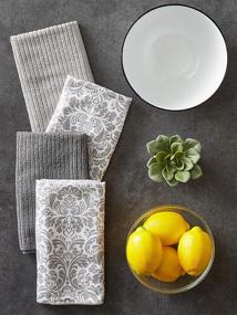 img 3 attached to 🧽 DII Microfiber Multi-Purpose Cleaning Towels for Kitchens, Dishes, Car, Dusting & Drying Rags - Set of 4, 16 x 19 inches, Gray Damask Design