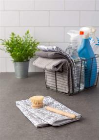 img 1 attached to 🧽 DII Microfiber Multi-Purpose Cleaning Towels for Kitchens, Dishes, Car, Dusting & Drying Rags - Set of 4, 16 x 19 inches, Gray Damask Design