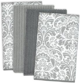 img 4 attached to 🧽 DII Microfiber Multi-Purpose Cleaning Towels for Kitchens, Dishes, Car, Dusting & Drying Rags - Set of 4, 16 x 19 inches, Gray Damask Design