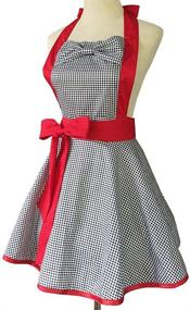 img 3 attached to 👩 Vintage Cotton Kitchen Apron for Women - Adjustable and Plus Size Cooking Apron