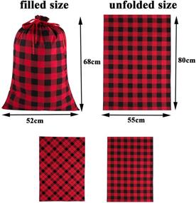 img 3 attached to 🎅 Aneco 2 Packs Santa's Toy Bag Christmas Cotton Drawstring Bags Buffalo Plaid Gift Wrapping Goody Treat Bag for Christmas Party Favor Supplies, Large Size 80 x 55 cm