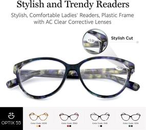 img 3 attached to Optix 55 Women's Reading Glasses 4 Pack - Stylish Horn Rimmed Readers in 4 Tortoise Shell Colors - Elegant Eyewear for Ladies