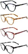 optix 55 women's reading glasses 4 pack - stylish horn rimmed readers in 4 tortoise shell colors - elegant eyewear for ladies logo