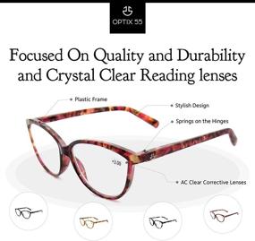 img 1 attached to Optix 55 Women's Reading Glasses 4 Pack - Stylish Horn Rimmed Readers in 4 Tortoise Shell Colors - Elegant Eyewear for Ladies