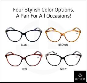 img 2 attached to Optix 55 Women's Reading Glasses 4 Pack - Stylish Horn Rimmed Readers in 4 Tortoise Shell Colors - Elegant Eyewear for Ladies