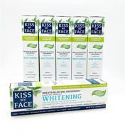🌿 kiss my face whitening cool mint toothpaste 4.5 ounce (flouride-free) (133ml) - 6 pack logo