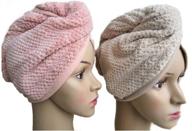 🍍 2-pack pineapple hair towel set with microfiber head wrap, shower cap, dry hair cap, sleep cap - soft, absorbent, and fluffy hair towel for women and girls (pink & khaki) logo