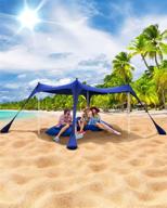 🏖️ sportneer 10x10 ft sun shelter beach tent upf50+, stability poles, sand shovel, ground pegs - portable sun shade for beaching, camping, sporting events, fishing, backyard, picnics логотип