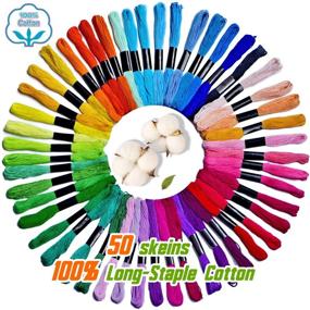 img 3 attached to Vibrant Rainbow Embroidery Floss Pack - Ideal for Cross Stitch, Friendship Bracelets, Crafts - 50 Skeins, Free Needles & Bobbins