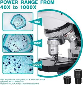 img 3 attached to 🔬 ESSLNB 1000X Microscope for Kids Students | Biological Compound Microscope with Cell Phone Adapter, Double Layer Stage, Abbe Condenser, and Slides | 40X-1000X Magnification