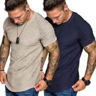 👕 coofandy men's 2-pack fitted t-shirts with pleats sleeves for workout, gym, and longline designer tee logo