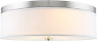 🔆 kira home walker 20" large mid-century modern 3-light flush mount ceiling light: sleek design with white fabric shade, round glass diffuser, and brushed nickel finish логотип