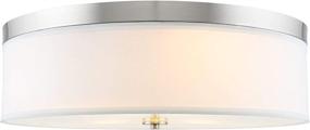 img 4 attached to 🔆 Kira Home Walker 20" Large Mid-Century Modern 3-Light Flush Mount Ceiling Light: Sleek Design with White Fabric Shade, Round Glass Diffuser, and Brushed Nickel Finish
