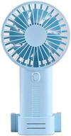 portable handheld fan with cell phone holder - adjustable wind angle & 3 speed mini usb fan for outdoor, camping, hiking, office - rechargeable battery lasts up to 7 hours (blue) logo