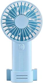 img 4 attached to Portable Handheld Fan with Cell Phone Holder - Adjustable Wind Angle & 3 Speed Mini USB Fan for Outdoor, Camping, Hiking, Office - Rechargeable Battery Lasts Up to 7 Hours (Blue)