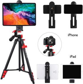 img 3 attached to 53-Inch Aluminum Tablet Tripod: Lightweight Selfie Stand for iPhone, iPad Pro, Camera, and Mobile Phones - Red