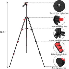 img 2 attached to 53-Inch Aluminum Tablet Tripod: Lightweight Selfie Stand for iPhone, iPad Pro, Camera, and Mobile Phones - Red