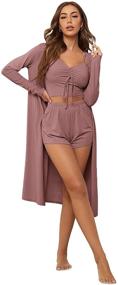 img 4 attached to SheIn Womens Pajama Cardigan Shorts Women's Clothing