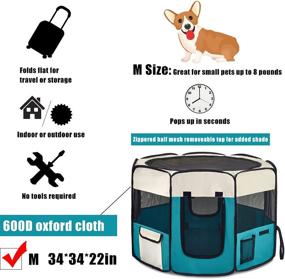 img 2 attached to Autokcan Dog Playpen: Waterproof Portable Foldable Pet Tent for Small/Medium Dogs & Cats, Indoor/Outdoor Use, Includes Collapsible Travel Bowl