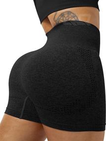 img 4 attached to 🩳 Premium Tummy Control Seamless Yoga Shorts for Women - High Waist, Push-Up, Elasticized Compression Hot Pants